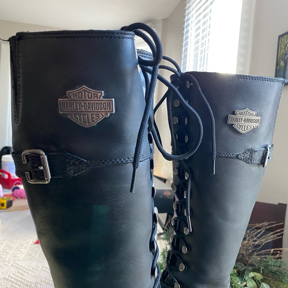 Harley Davidson Womens Leather Motorcycle Boots - Picture 3 of 8